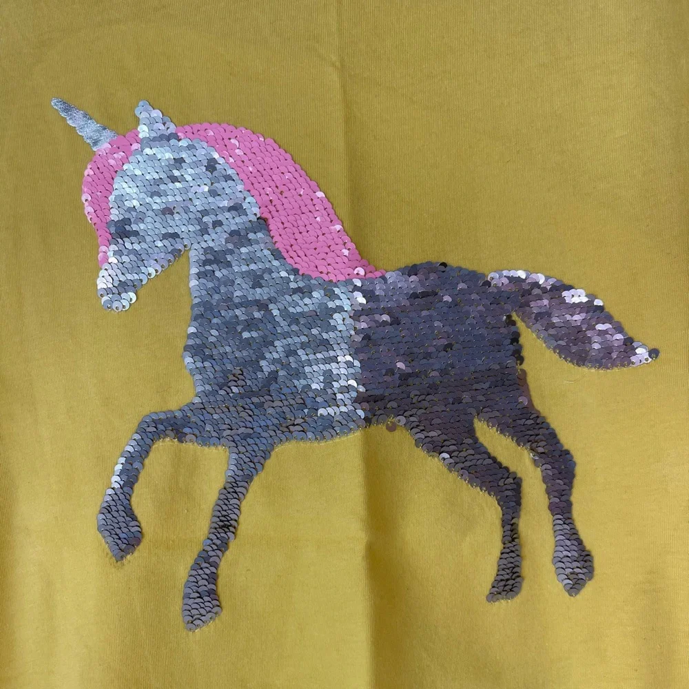 GAPKids Long Sleeve T-Shirt Unicorn Flip Sequins Yellow NWT Girls Size XL